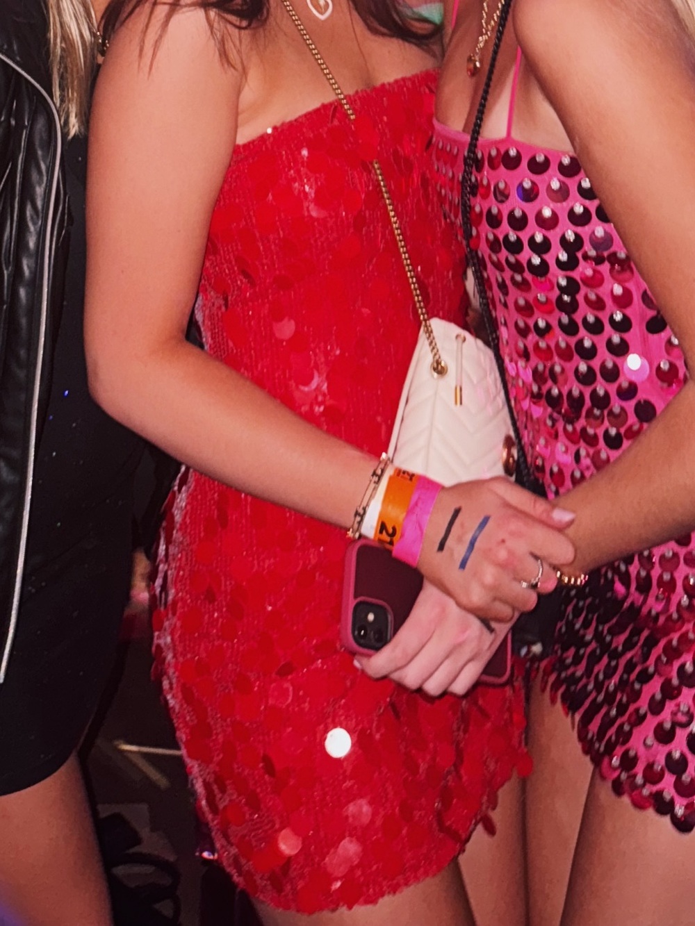 Edikted Red Sequin Strapless Mini Dress